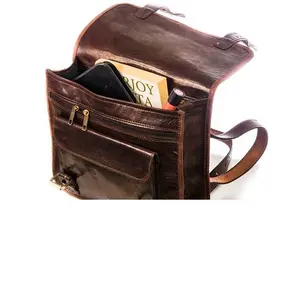 13" Vintage Handmade Leather Messenger Bag for Laptop Backpack