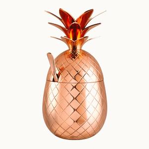 แก้วปาร์ตี้ลายสับปะรดหุ้มทองแดง พร้อมหลอดและฝาปิด - Product Image 2