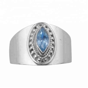 Migliore vendita blu topazio in pietra donna alla moda 925 anello in argento Sterling per donna prezzo all'ingrosso gioielli con servizio personalizzato - Product Image 4