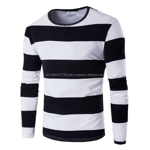 Simple Men's Striped Long Sleeve T-Shirts O-Neck