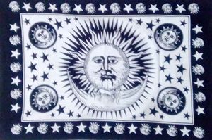 Hermosa decoración para el hogar, póster de algodón para colgar en la pared, tapiz, sol, Luna, cara, estrella, puerta, decoración, consignadores indios, tejido Aubusson - Product Image 3