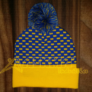 หมวกไหมพรมปอมบีนนี่ถักลายโลโก้สำหรับฤดูหนาวคุณสมบัติของทีมกีฬาทั่วไป - Product Image 5