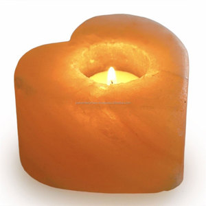 Bougeoirs en forme de coeur de sel pur de haute qualité d'autres lanternes et bocaux à bougies illuminent votre espace avec un éclairage élégant - Product Image 4