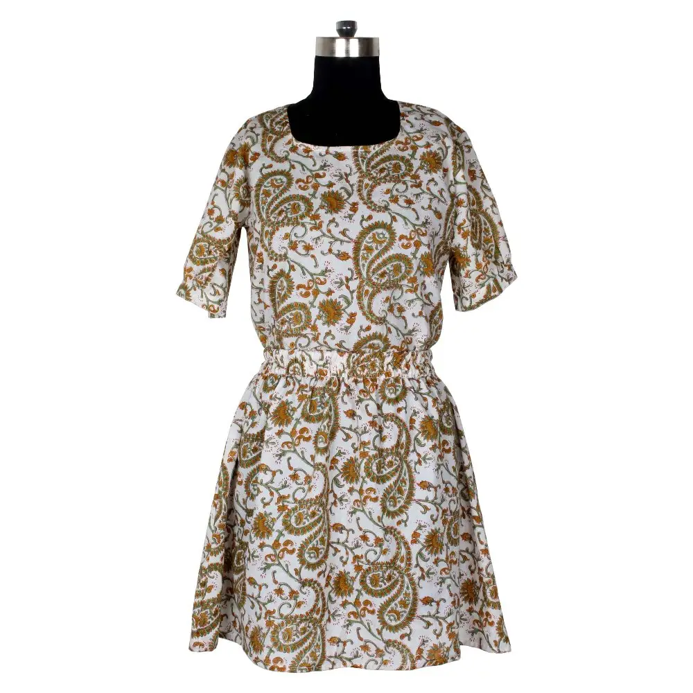 Neuer bedruckter Stoff und neues Muster kleid India DHB003 Best Hand Block Print Dress Manufac turing