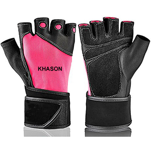 GUANTES DE GIMNASIO ANTIDESLIZANTES TRANSPIRABLES PARA ENTRENAMIENTO FÍSICO CON ENVOLTURAS DE MUÑECA CAUCHO UNISEX ROSA NEGRO - Product Image 1