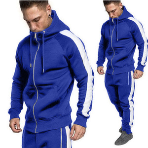 Vêtements de ville pour hommes survêtement 2 pièces décontracté jogging survêtement personnalisé logo design rayé fermeture éclair hommes survêtements en coton - Product Image 4