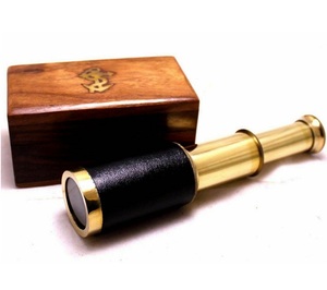 Télescope en laiton brillant nautique avec boîte en bois Boîte d'ancrage marine Télescope Bureau Décor Article. - Product Image 6