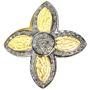 Anillo floral de Plata de Ley 925, joyería chapada en oro, forma de flor de moda chapada en plata para boda, fiesta, aniversario. - Product Image 3