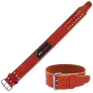 Weightlifting Power Belt-Cowhide Material Non-<b>Slip</b> Closure Professional Protection Heavy Duty Design Lever Buckle - Product Image 1
