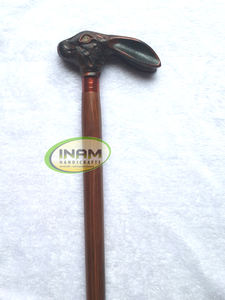 Bâton de marche pliable en bois de style vintage avec poignée de lapin en laiton/cannes de marche en bois avec poignée de lapin en laiton de styliste - Product Image 3