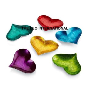 Multiple Color Heart Shape Design <b>Decorative</b> Bowl Set of 6 Aluminum Metal Table Ware Home <b>Kitchen</b> <b>Accessories</b> Stylish Bowl - Product Image 1