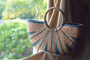 2019 article chaud fait à la main 100% rotin embrayage sac à bandoulière motif de points fermeture à glissière perles fleur produit élégant peu coûteux - Product Image 3