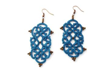 Midnight <b>blue</b> arabesque tatted <b>earrings</b> Handmade Happiness - Product Image 1