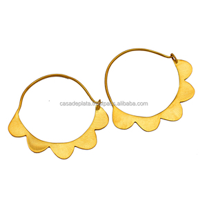 Pendientes de aro de Plata de Ley 925 hechos a mano de diseñador para mujer, joyería Lisa sólida con chapado en oro y plata para bodas y fiestas - Product Image 2