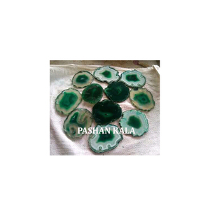 Green Colored Agate <b>Coaster</b> <b>Set</b> For Dining Table - Product Image 1