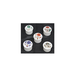 Boîtes en marbre blanc incrusté - Product Image 1