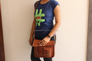 Femmes Vintage fait à la main en cuir de chèvre 9*11 pouces selle sacs à bandoulière 100% qualité supérieure en cuir véritable fronde épaule sac à main - Product Image 3