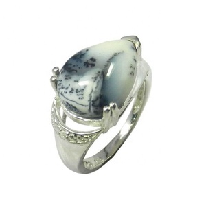 Anillo de Plata de Ley 925 con ágata dendrítica, joyería hecha a mano, 925 - Product Image 1