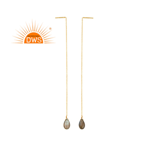 18K Gold Plated 925 <b>Silver</b> <b>Earring</b> Labradorite Womens Threader Long <b>Chain</b> <b>Earrings</b> Jewelry Manufacturer - Product Image 1