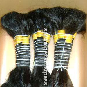 Extensiones de cabello humano natural Remy ondulado superventas, cabello humano a granel tejido en templo. Cabello crudo Remy indio a granel - Product Image 3