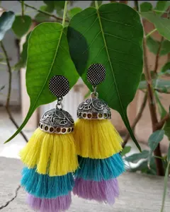 Designer Three Layer Colorful Tassel Silk綿Thread Earings 2018