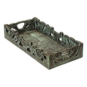 Plateau en bois sculpté à la main de qualité supérieure Plateau de service en bois de manguier durable de la plus haute qualité, meilleure qualité pour l'hôtel, le restaurant et la maison - Product Image 1