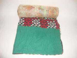 Couverture en coton Patchwork réversible Kantha Vintage pour enfants, linge de lit bohème - Product Image 3