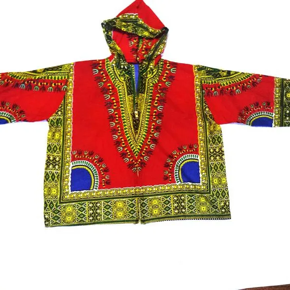 Dashiki - Jaqueta infantil tradicional com capuz com zíper, poncho e camisa hippies de algodão para meninos e meninas, Dashiki com capuz