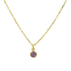 Luxury Gold Plated 925 Sterling Silver <b>Amethyst</b> Gemstone Charm <b>Pendant</b> Necklace Unisex Ready Stock Wholesale for Gift - Product Image 1