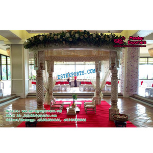 Ensemble de mandap décoratif pour mariage hindou, mandap en fibre imitation bois, mandap royal JodhaAkbar pour mariage, décoration d'événement en Australie - Product Image 1