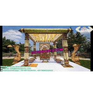 Conjunto de Mandap para Boda Hindú Radha Krishna, Último Modelo en Fibra Dorada, Decoración para Bodas en Malasia - Product Image 1