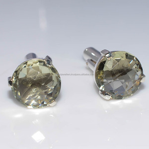 Gemelos de piedras preciosas de amatista verde natural de Plata de Ley 925 - Product Image 1