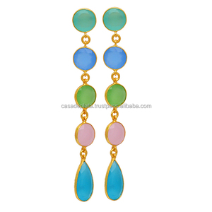 925สเตอร์ลิงสีเงินหลากสีควอตซ์ชุบทองตุ้มหูทันสมัยโรแมนติกทันสมัยสำหรับวันครบรอบแต่งงานสำหรับผู้หญิง - Product Image 2