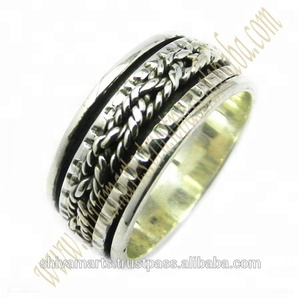 Bague spinner indienne en argent sterling 925 faite à la main, bijoux de mariage en vermeil pour les fêtes et la méditation - Product Image 2