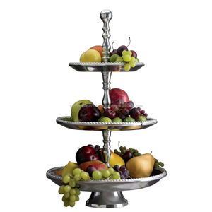 ชั้นวางโชว์สินค้าแบบตั้งพื้นโลหะแข็งแรงสีเงินและสีทอง รุ่น Shah Heavy Duty พร้อมถาดเสิร์ฟ สำหรับจัดเก็บคัพเค้ก ของหวาน และผลไม้ - Product Image 1