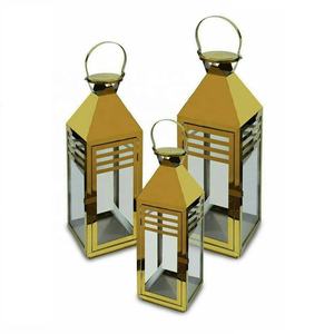 โคมไฟเทียนตกแต่งระเบียงบ้านทำด้วยมือโคมไฟเคลือบทอง - Product Image 1