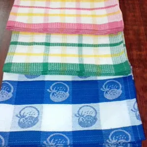 OEM Jacquard 100% Cotton Kitchen Dish Towel Striped Fruit Jacquard Design Square Shape Quick-Dry and Reusable Adult Use