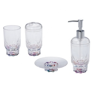 Ensemble d'accessoires de salle de bain en plastique écologique à quatre pièces avec base à bulles - Product Image 2