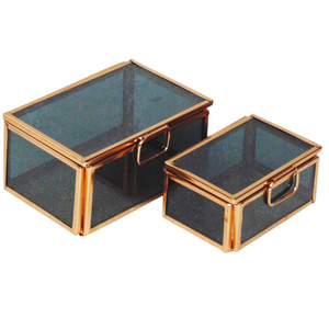 Decorative New Design <b>Black</b> Frame with Silver Tempered Glass Jewelry <b>Box</b> <b>for</b> Jewelry <b>Storage</b> Set of 2 - Product Image 6