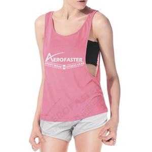 เสื้อกล้าม AeroFaster สำหรับผู้หญิง สีชมพู ระบายอากาศได้ดี ดีไซน์เว้าลายสก็อต ผ้าฝ้าย 100% ชุดกีฬา ชุดออกกำลังกาย โลโก้ด้านหน้า - Product Image 1