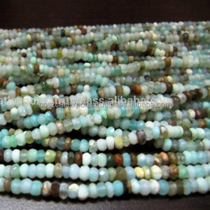 Opale naturelle authentique à 100 %, en verre, facettée, taille 3-4 mm, brin complet de 13 pouces de long, certifiée par un tiers pour la fabrication de bijoux - Product Image 1