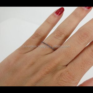 Sólido 14K oro amarillo genuino Azul zafiro piedra preciosa eternidad completa anillo de apilamiento joyería de Navidad - Product Image 2