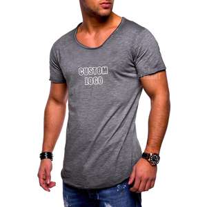T-shirt à manches courtes et col en V profond pour homme, coupe ajustée, vêtements d'été, nouvelle collection - Product Image 2