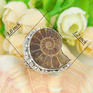 Enorme 100% genuino hecho a mano amonita piedra preciosa cabujón gemas plata Wonder Woman anillo - Product Image 2