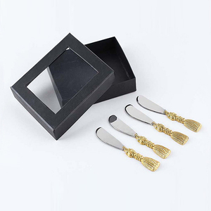 Couteaux à beurre à manche doré Design de luxe et moderne Vente chaude et acier de portabilité de haute qualité - Product Image 1
