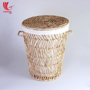 Rectángulo alto tejido abierto jacinto de agua natural ecológico Almacenamiento de moda/cesta de lavandería con tapas - Product Image 1