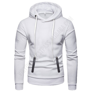 Sudadera con capucha para hombre con bolsillo con cremallera, logotipo personalizado, tela 100% algodón, cómoda y transpirable para hombres. - Product Image 2
