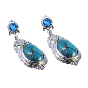 Ladies New Fashion Natural Multi Stone Silver Jewelry <b>Earrings</b> Handmade 925 Sterling Silver Jewelry - Product Image 1