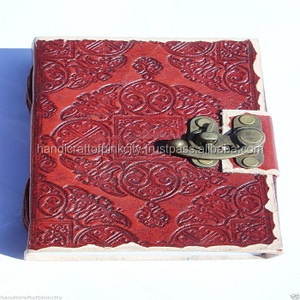 Journal indien en cuir gaufré fait à la main avec lien enroulé de couleur jaune Journal Journal cadeau carnet en cuir - Product Image 2