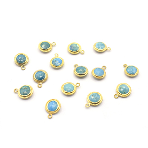 Kingman จี้925รูปวงกลมสีเทอร์ควอยซ์พร้อมจี้ชุบทองทำมือ - Product Image 1